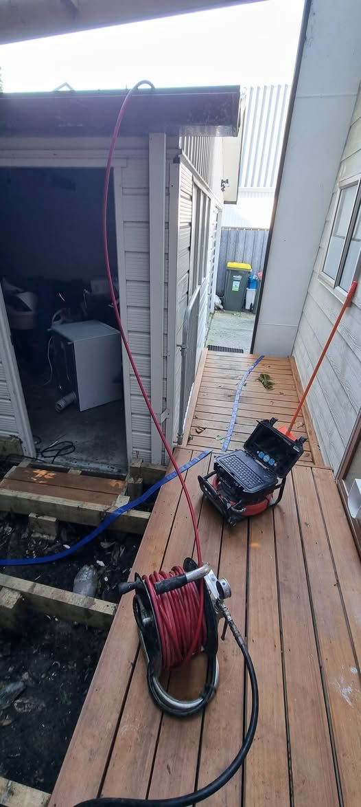 Razorback CCTV camera and cable reel set up for a drain survey in Upper Hutt
